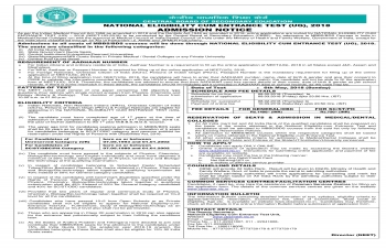 National Eligibility Cum Entrance Test (UG), 2018 Admission Notice